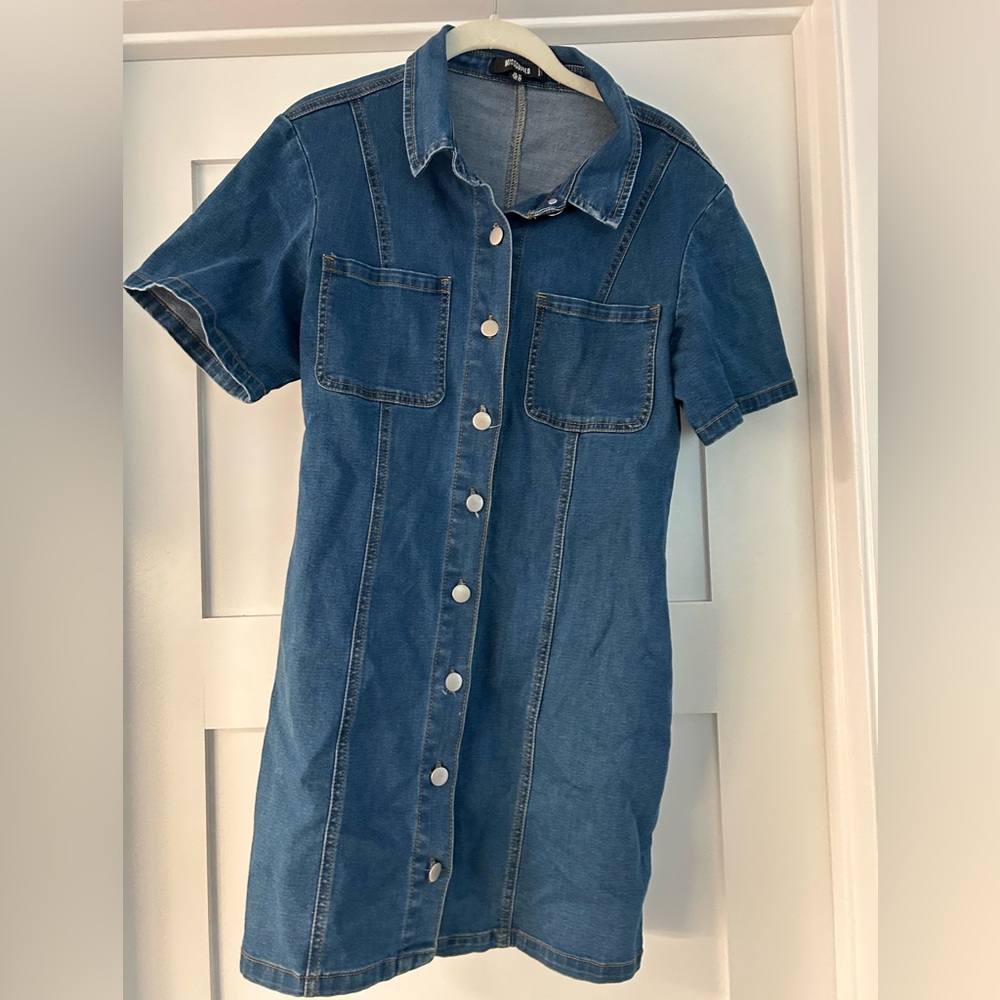 Missguided Button down denim dress